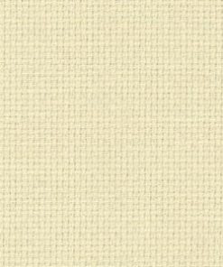 A close up on the texture of sixteen count aida fabric, the holes are clearly visible. The colour is ivory, which is buttery white