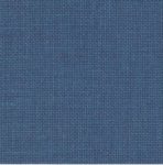 A close up on the specialised, cross stitching linen fabric in blue spruce