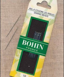 A cardboard packet containing a beading needles. The package text reads, "Bohin France, 10"