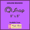 A purple square. Text reads, "Genuine Branded Q Snap, 8 inch by 8 inch. Available from Magic Hour Cross Stitch Supplies"