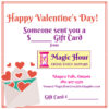 A gift card for Valentine's Day, featuring an envelope with hearts floating out of it