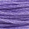 A close-up view of embroidery thread skeins, held taught horizontally. The shade is a pretty medium shade of purple with bluish overtones, like grape Hubba-Bubba.
