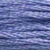 A close-up view of embroidery thread skeins, held taught horizontally. The shade is a pretty medium shade of blue with purplish overtones. Similar in tone to #155 Blue Violet Medium Dark, but on the blue side instead of the purple side.