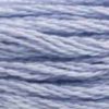 A close-up view of embroidery thread skeins, held taught horizontally. The shade is a light shade of greyish blue, like the crest of an Arctic wave.