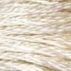 A close-up view of embroidery thread skeins, held taught horizontally. The shade is a very light greyish tan, almost off-white