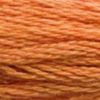 A close-up view of embroidery thread skeins, held taught horizontally. The shade is a medium dark orangey copper, like cinnamon but lighter