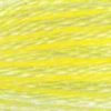 A close-up view of embroidery thread skeins, held taught horizontally. The shade is a soft shade of bright yellow, perfect for shading with #444 Lemon Dark, like a sour lemon gumball.