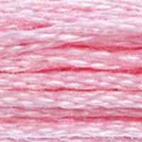 A close-up view of embroidery thread skeins, held taught horizontally. The shade is a very light pink shade. A little brighter than Baby Pink.