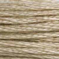 A close-up view of embroidery thread skeins, held taught horizontally. The shade is a  soft light neutral Brown with very slight greyish undertones, like sand washed out in the sun