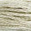 A close-up view of embroidery thread skeins, held taught horizontally. The shade is a medium light grey with slight yellowish undertone, like snow that's seen the boots of hikers
