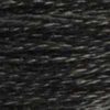 A close-up view of embroidery thread skeins, held taught horizontally. The shade is a deep dark grey.  And I thought beavers are brown.