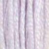 A close-up view of embroidery thread skeins, held taught horizontally. The shade is a very pale lavender