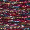 A close-up view of embroidery thread skeins, held taught horizontally. The shade is a metallic spectrum