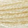 A close-up view of embroidery thread skeins, held taught horizontally. The shade is a very light tan brown, just a shade darker than off-white, like hand-made whipped cream