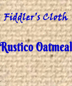 A square of tan embroidery cloth. Text over it reads, "Fiddler's Cloth, Rustico Oatmeal"