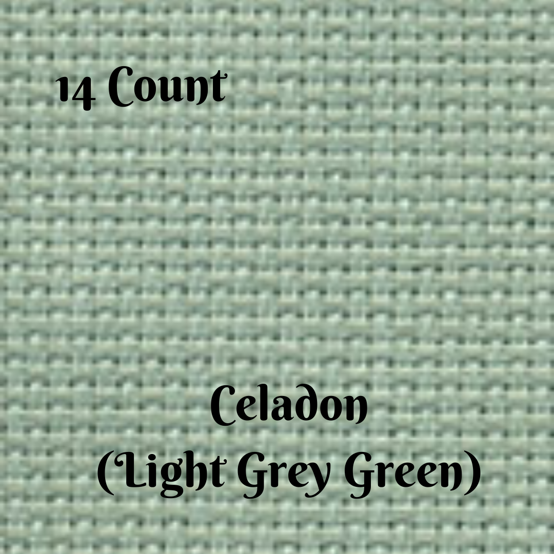 Aida cloth 14 Count CELADON (Light Grey Green) - Magic Hour Needlecrafts