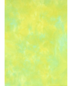 A sheet of hand-dyed fabric, mostly yellow-green, with mottling of lime green