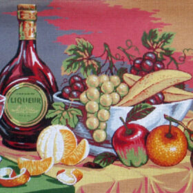 Still Life with Fruit and Wine PRINTED CANVAS for Needlepoint