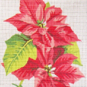 Poinsettia PRINTED CANVAS for Needlepoint - Size Small (8"x10")