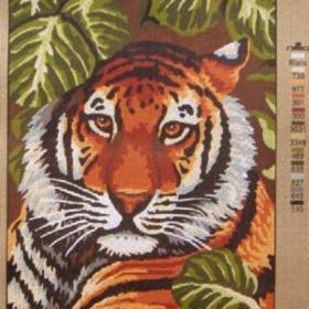Tiger Portrait PRINTED CANVAS for Needlepoint  - Size Medium (16" x 20")
