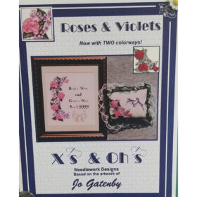 Roses & Violets Wedding Announcement Counted Cross Stitch Pattern from X's and Oh's