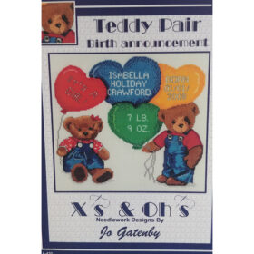 Teddy Bear Pair Birth Announcement Counted Cross Stitch Pattern from X's and Oh's