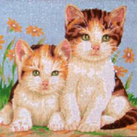 Striped Kitten PRINTED CANVAS for Needlepoint