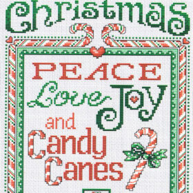 Peace & Candy Canes Counted Cross Stitch Pattern by Sue Hillis Designs