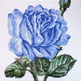 Blue Rose PRINTED CANVAS for Needlepoint