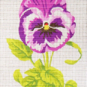 Purple Pansy PRINTED CANVAS for Needlepoint