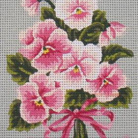 Pink Pansies PRINTED CANVAS for Needlepoint