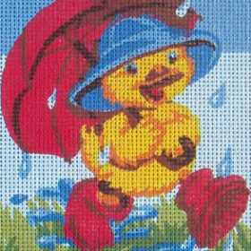 Happy Yellow Duckling PRINTED CANVAS for Needlepoint