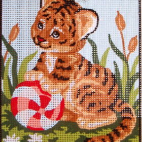 Tiger Kitten PRINTED CANVAS for Needlepoint