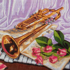 Trumpet PRINTED CANVAS for Needlepoint