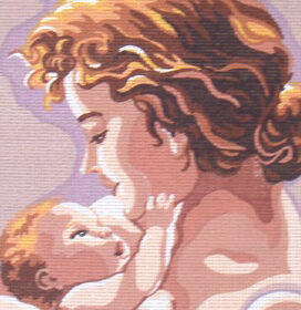 A Mother and Her Baby PRINTED CANVAS for Needlepoint