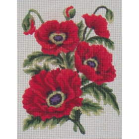 Red Poppies PRINTED CANVAS for Needlepoint