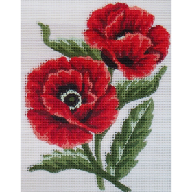 Poppy Pair PRINTED CANVAS for Needlepoint